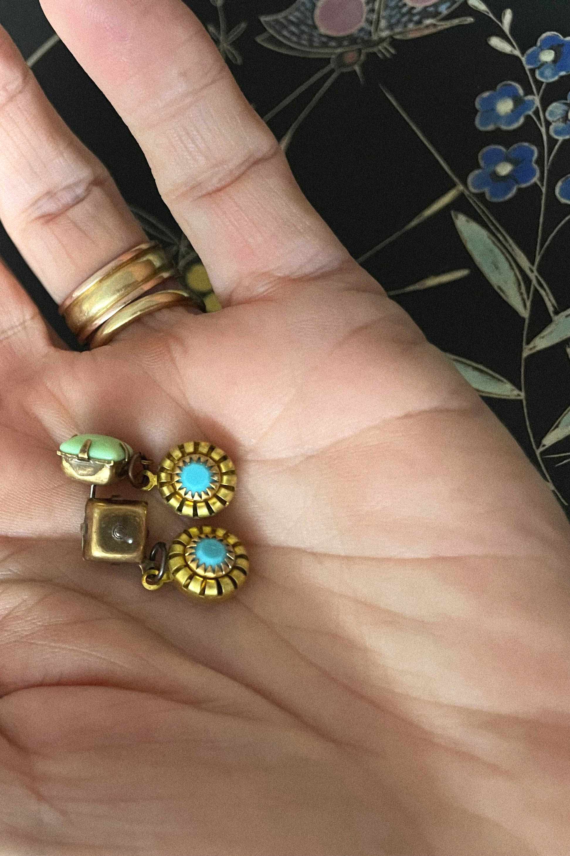 Vintage brass turquoise earrings