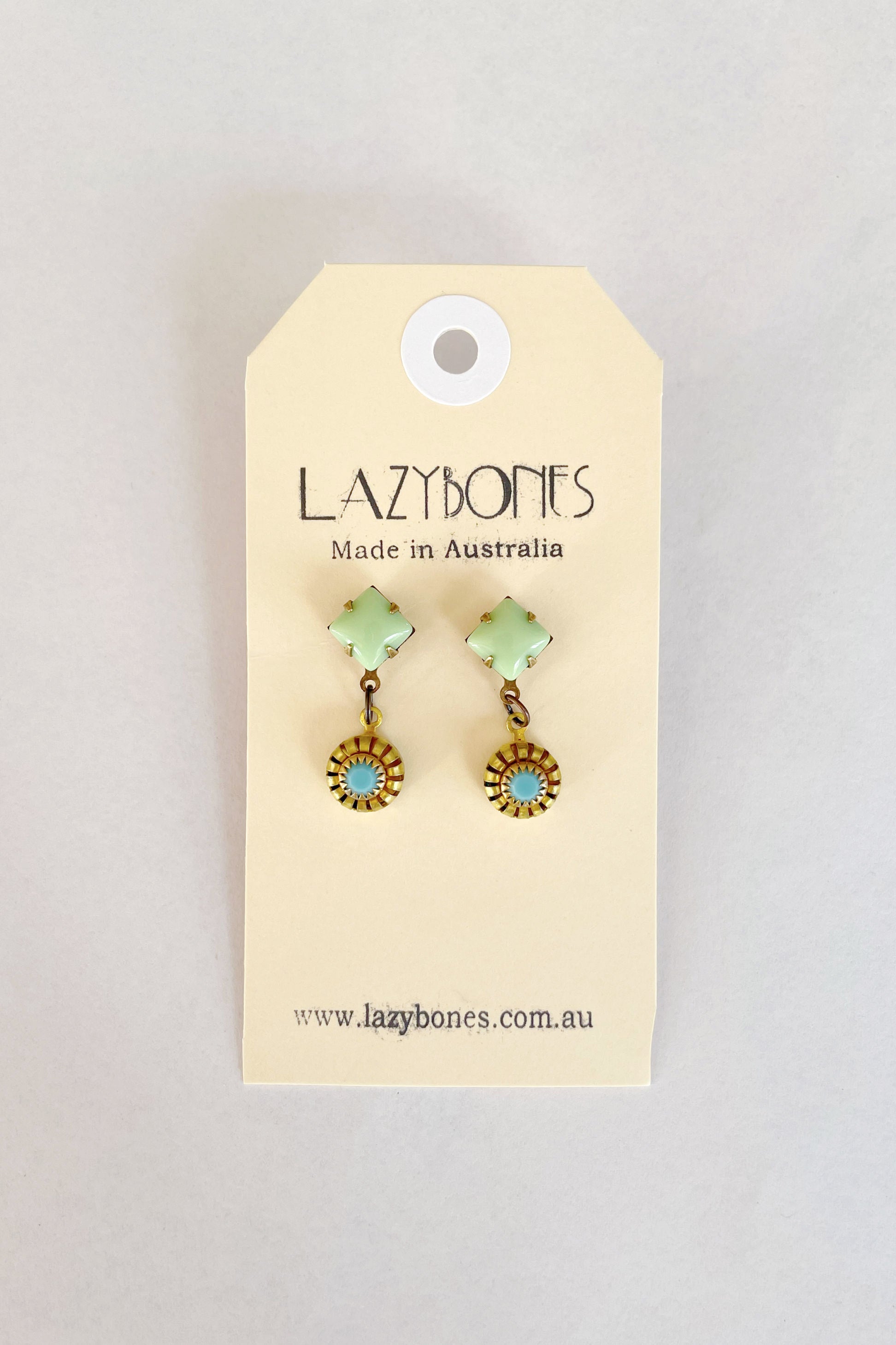 Vintage brass turquoise earrings