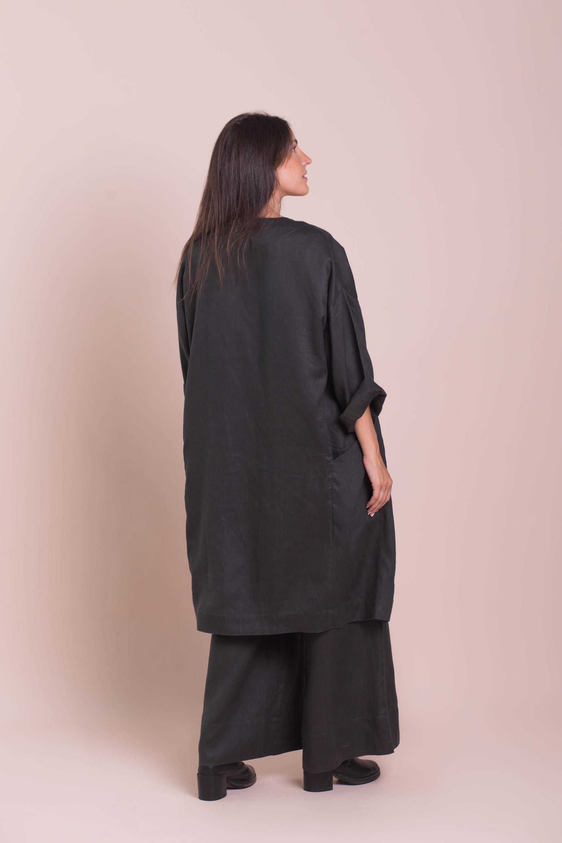 Isabella linen jacket in Carbon
