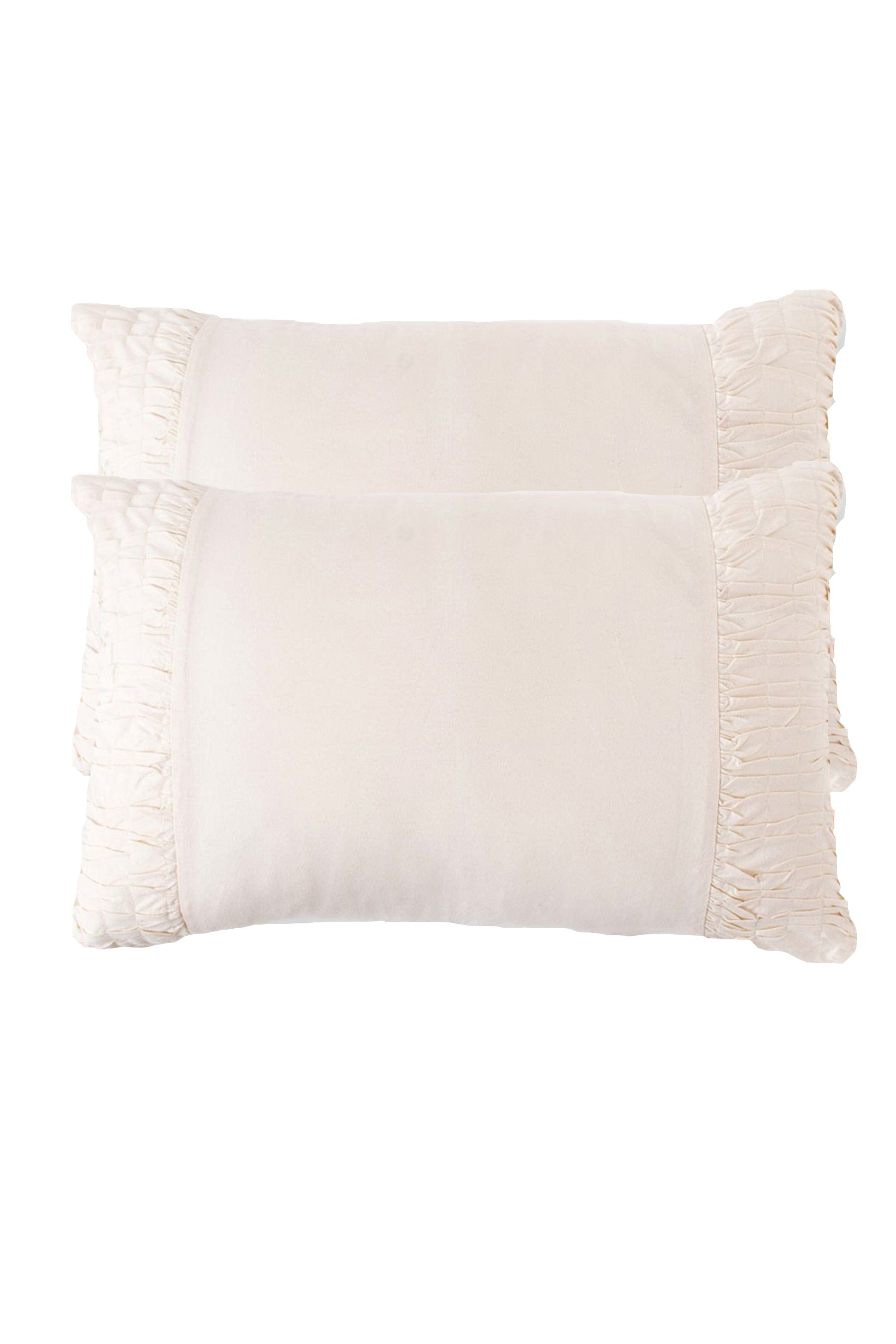 Natural pillowcase set with fringe detail