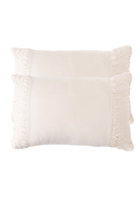 Natural pillowcase set with fringe detail