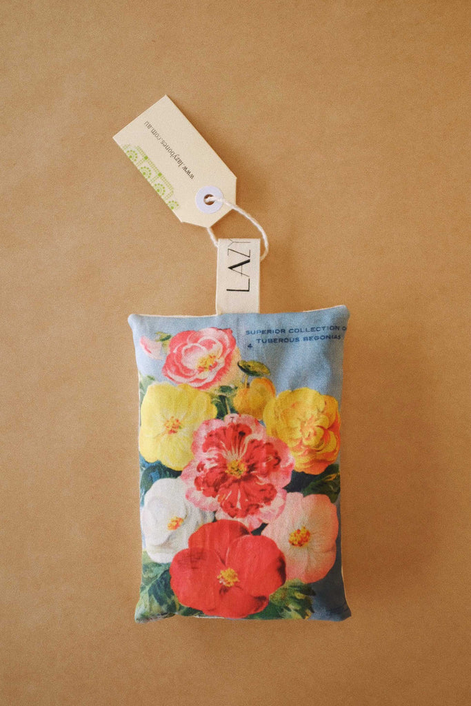Scented drawer or wardrobe sachet with vintage Begonia flower print