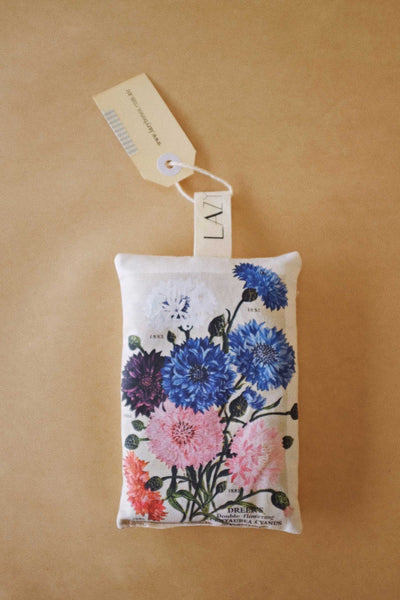 Lavender scented sachet with vintage image of Cyanus flowers