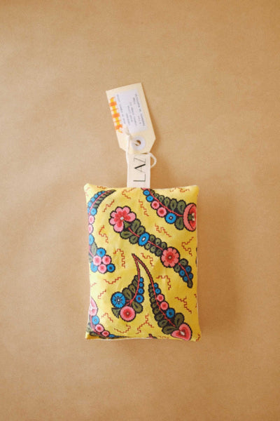 Orange and clove scented sachet with vintage Paisley print on front