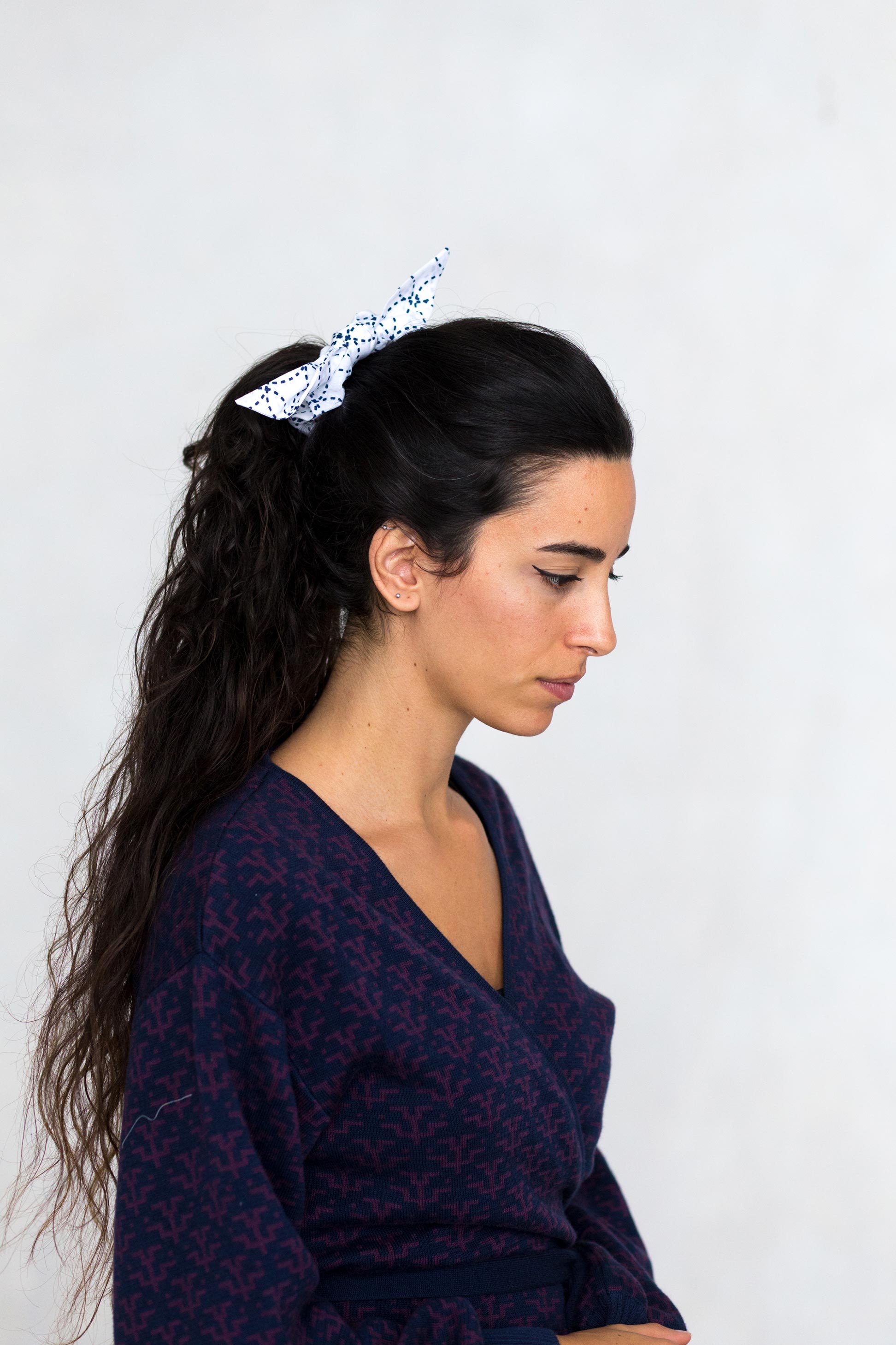 Scrunchie with Bow in Circle Dot