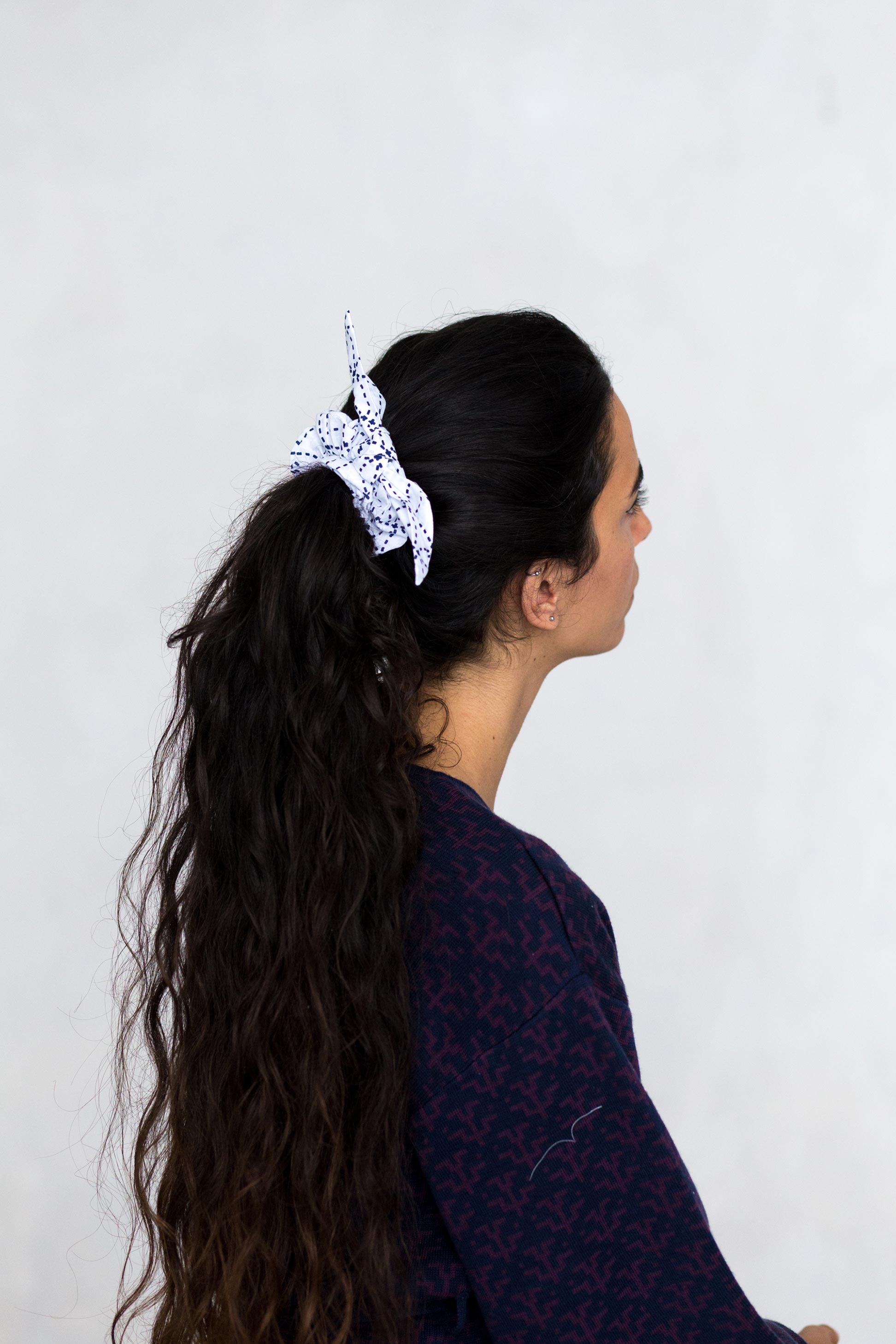 Scrunchie with Bow in Circle Dot