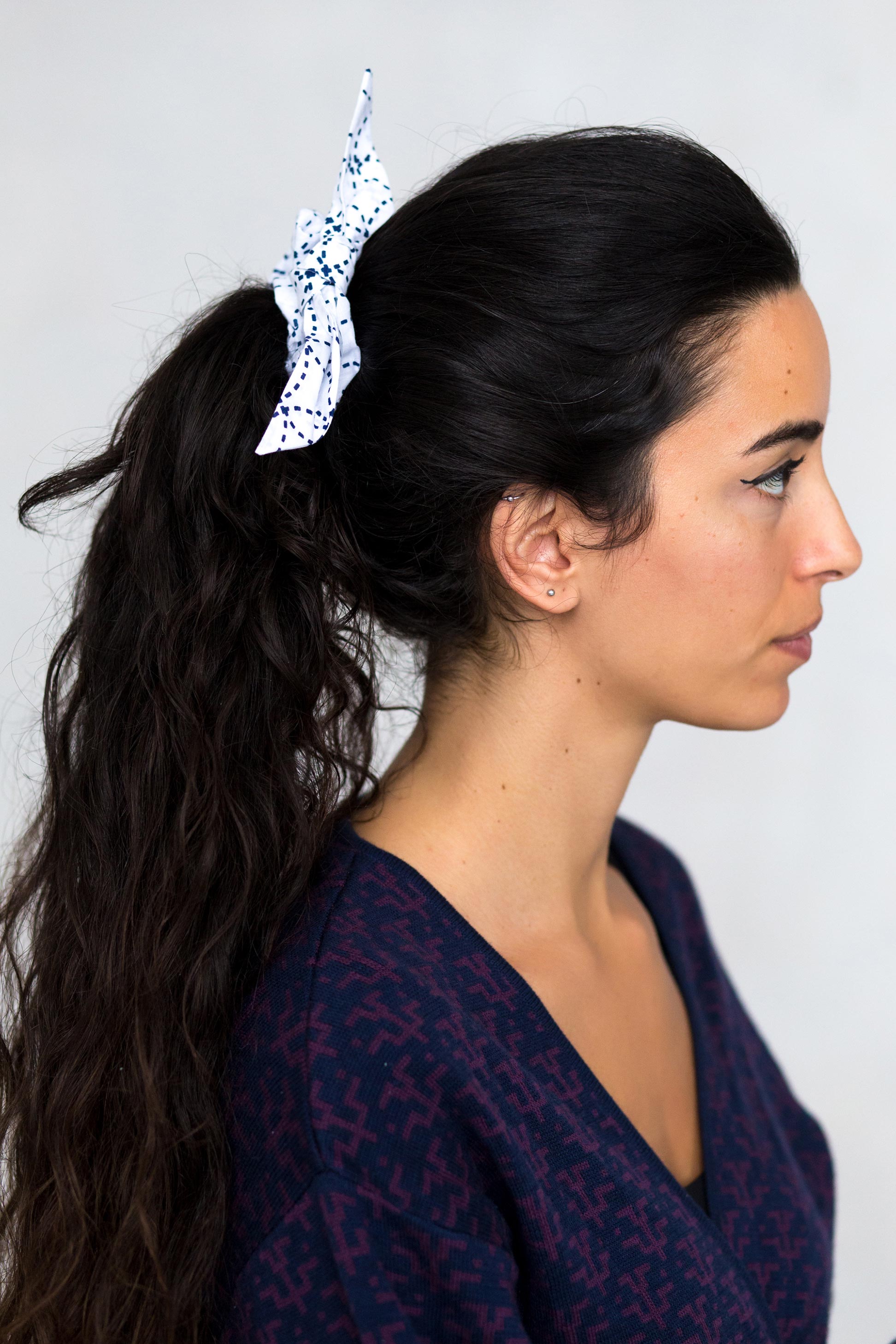 Scrunchie with Bow in Circle Dot