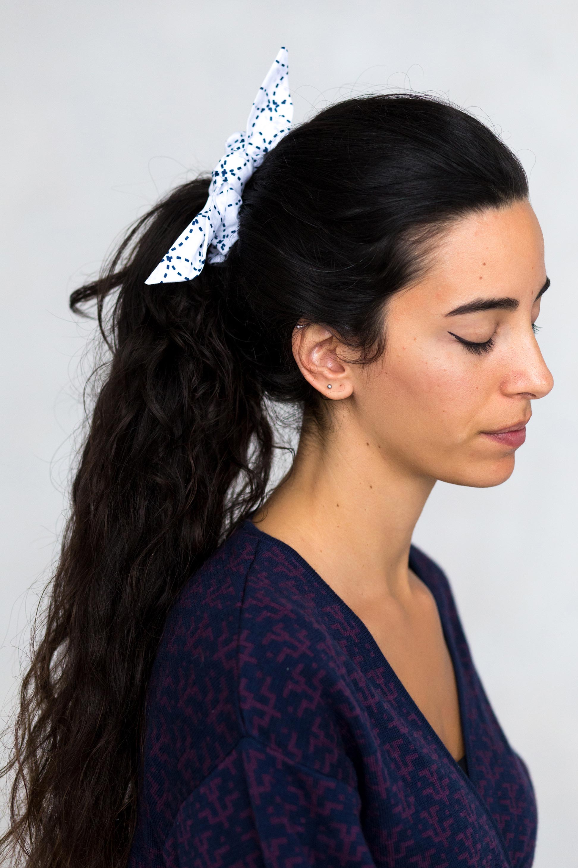 Scrunchie with Bow in Circle Dot